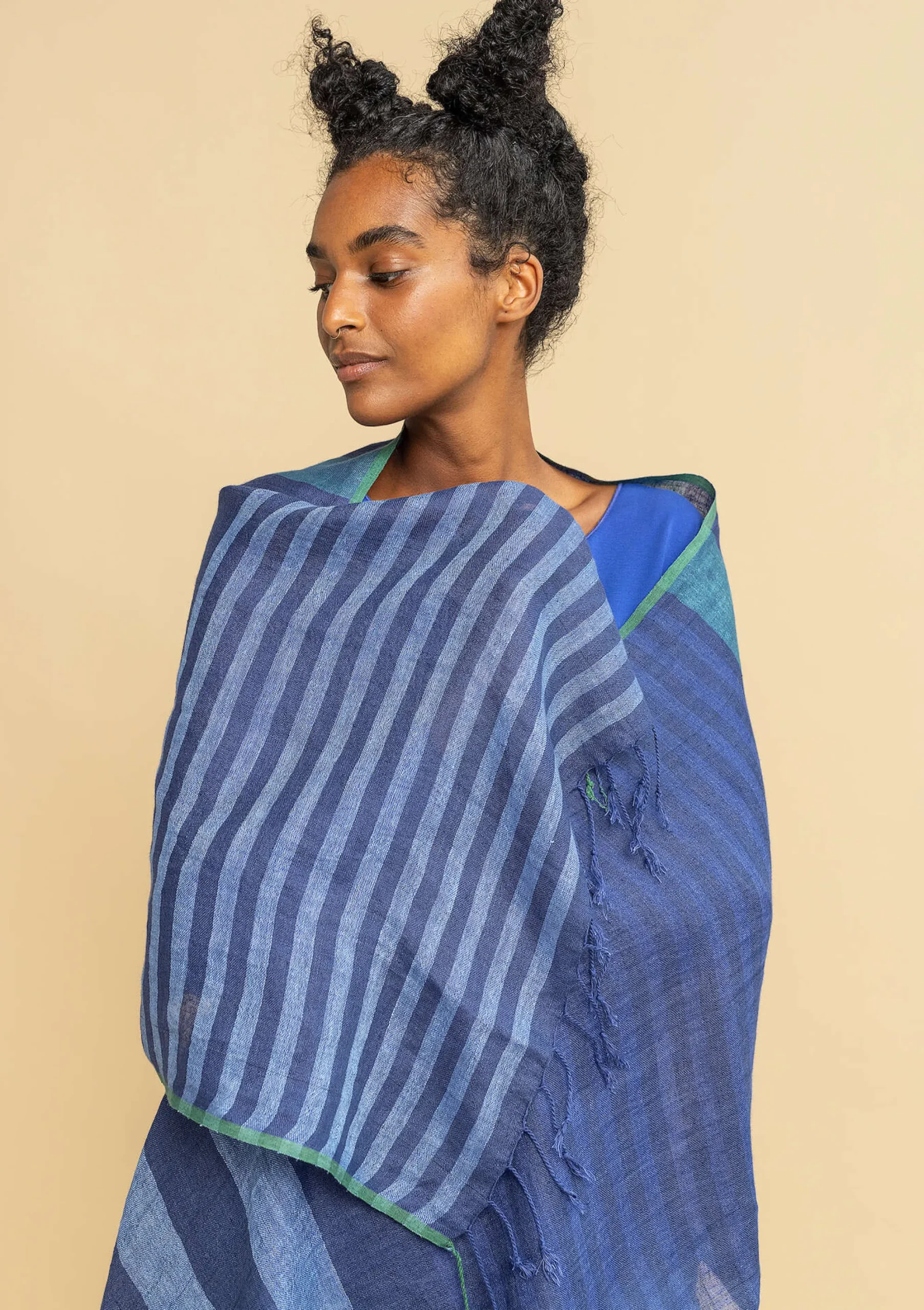 Sale Gudrun Sjödén Schal Ella Aus Leinen dunkelindigo