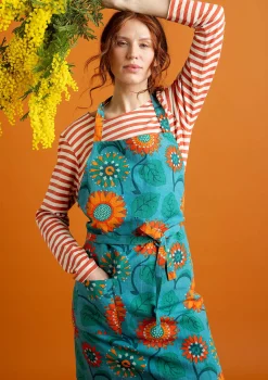 Hot Gudrun Sjödén Schürze Sunflower Aus Bio-Baumwolle/Leinen türkis