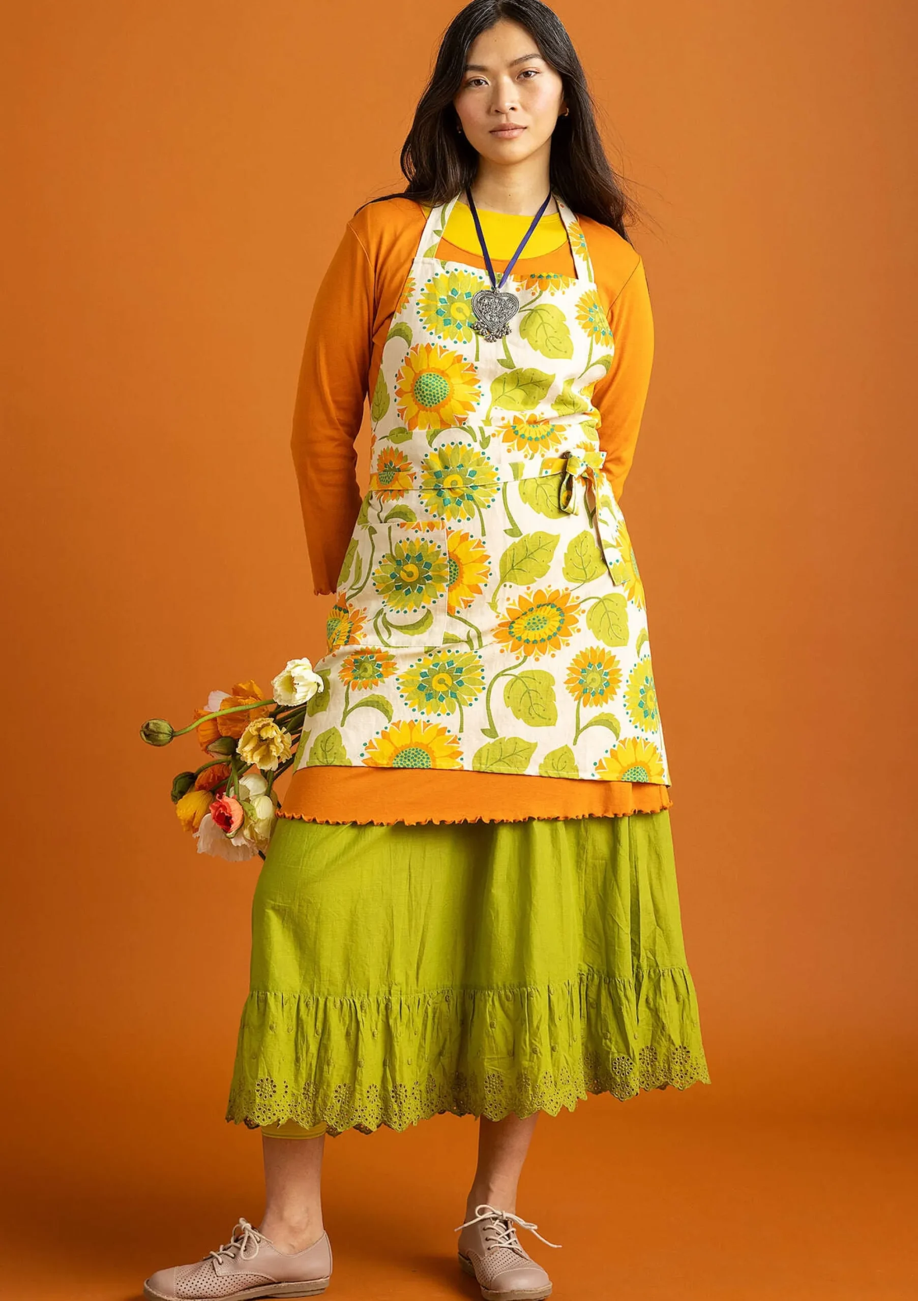 Best Gudrun Sjödén Schürze Sunflower Aus Bio-Baumwolle/Leinen hellsand