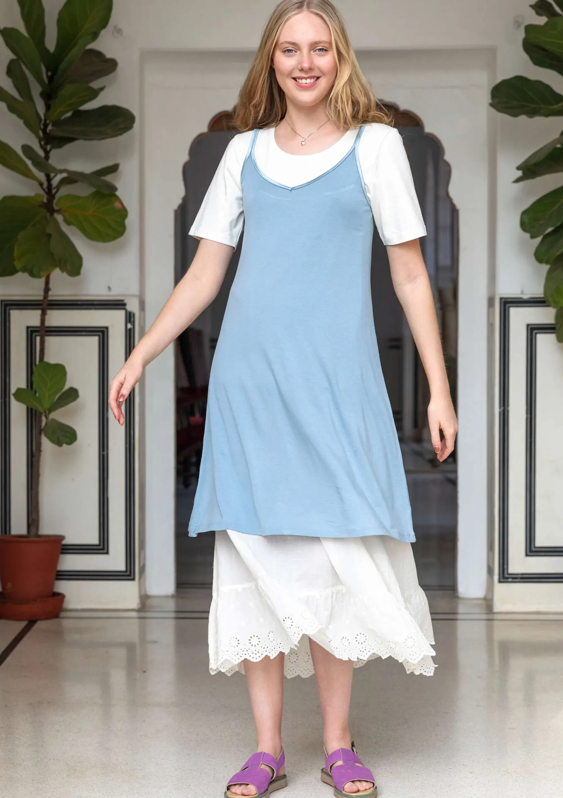 Gudrun Sjödén Slipkleid Aus Lyocell/Elasthan taubenblau
