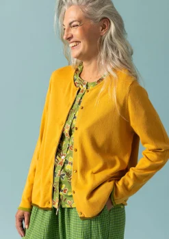 Clearance Gudrun Sjödén Strickjacke Aus Bio-/Recycling-Baumwolle hellocker