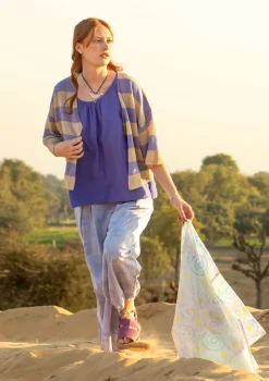 Hot Gudrun Sjödén Strickjacke Aus Leinen/Recycling-Baumwolle dunkellavendel-natur