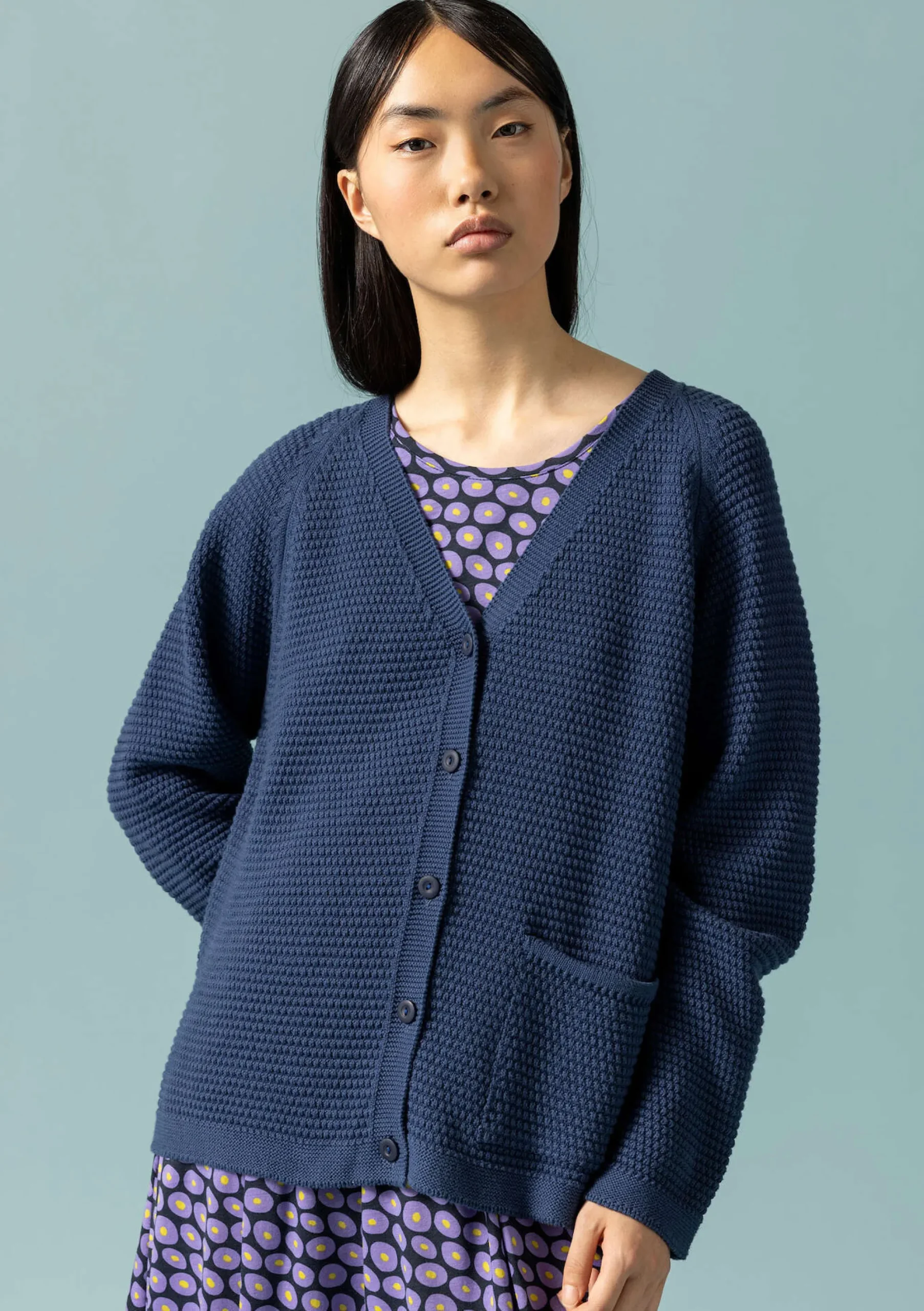 Gudrun Sjödén Strickjacke Aus Recycling-Baumwolle indigo