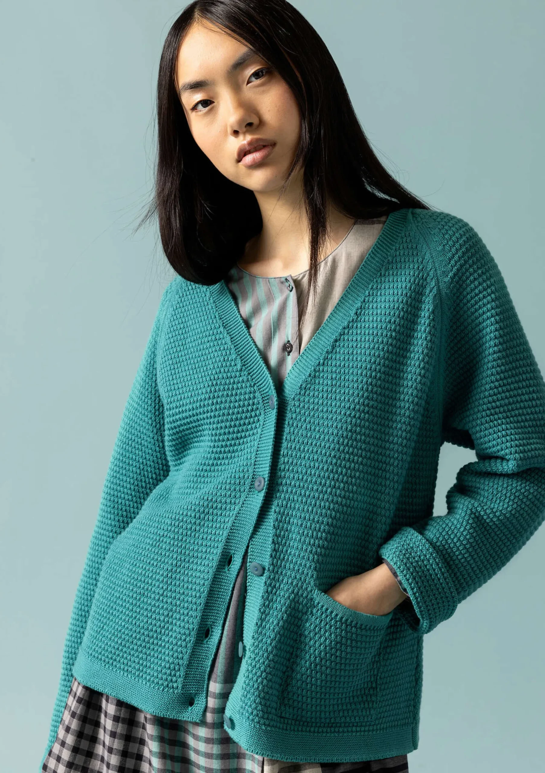 New Gudrun Sjödén Strickjacke Aus Recycling-Baumwolle aqua