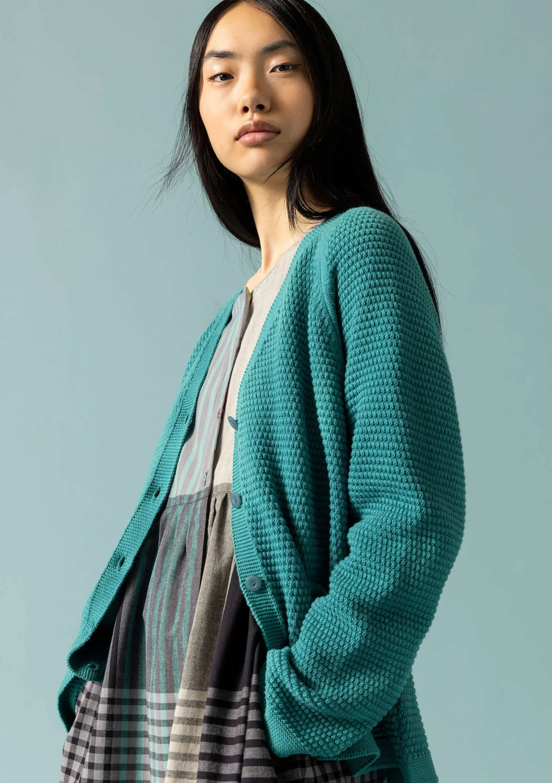 New Gudrun Sjödén Strickjacke Aus Recycling-Baumwolle aqua