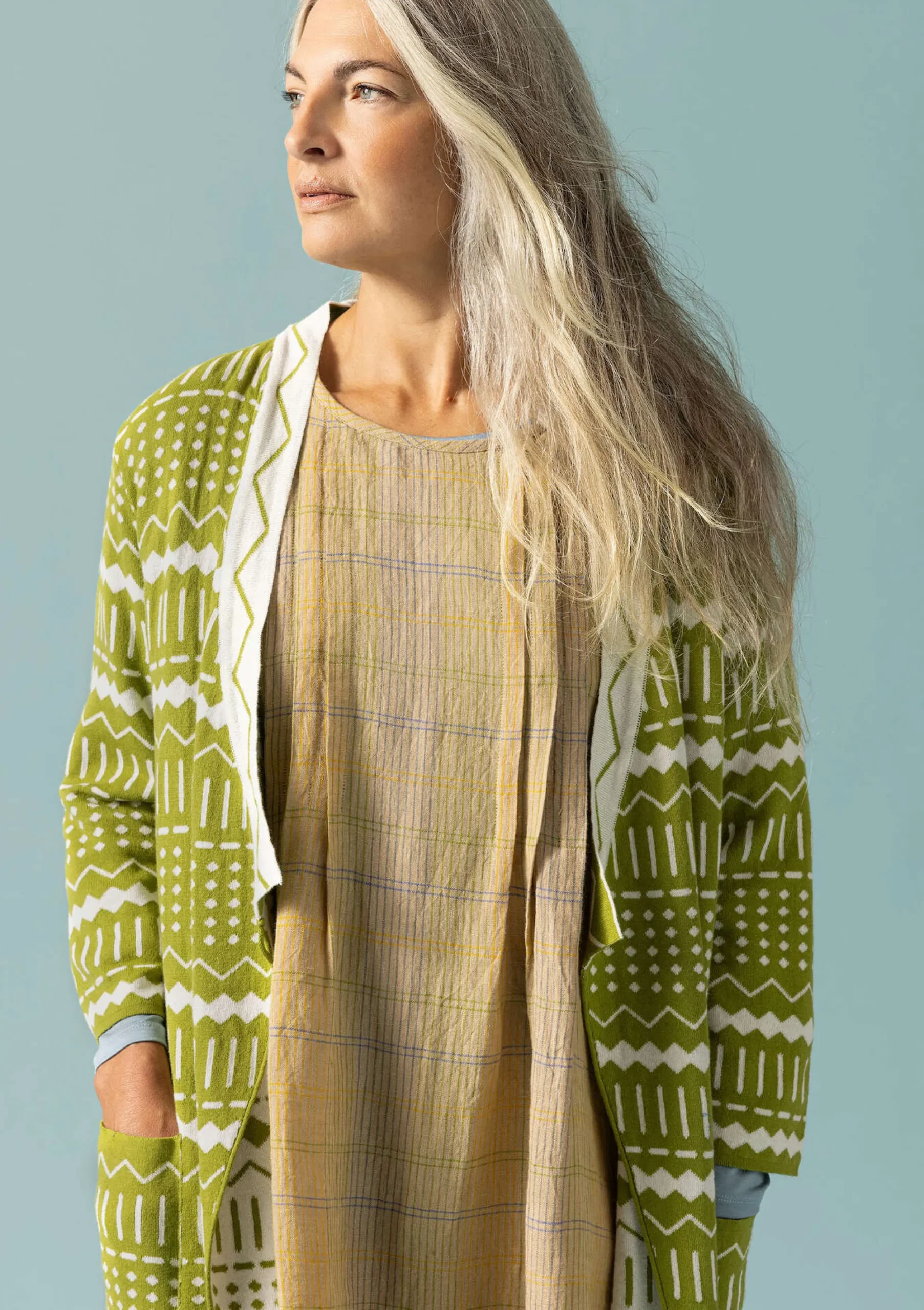 Discount Gudrun Sjödén Strickjacke Elsie Aus Bio-/Recycling-Baumwolle hellkräutergrün