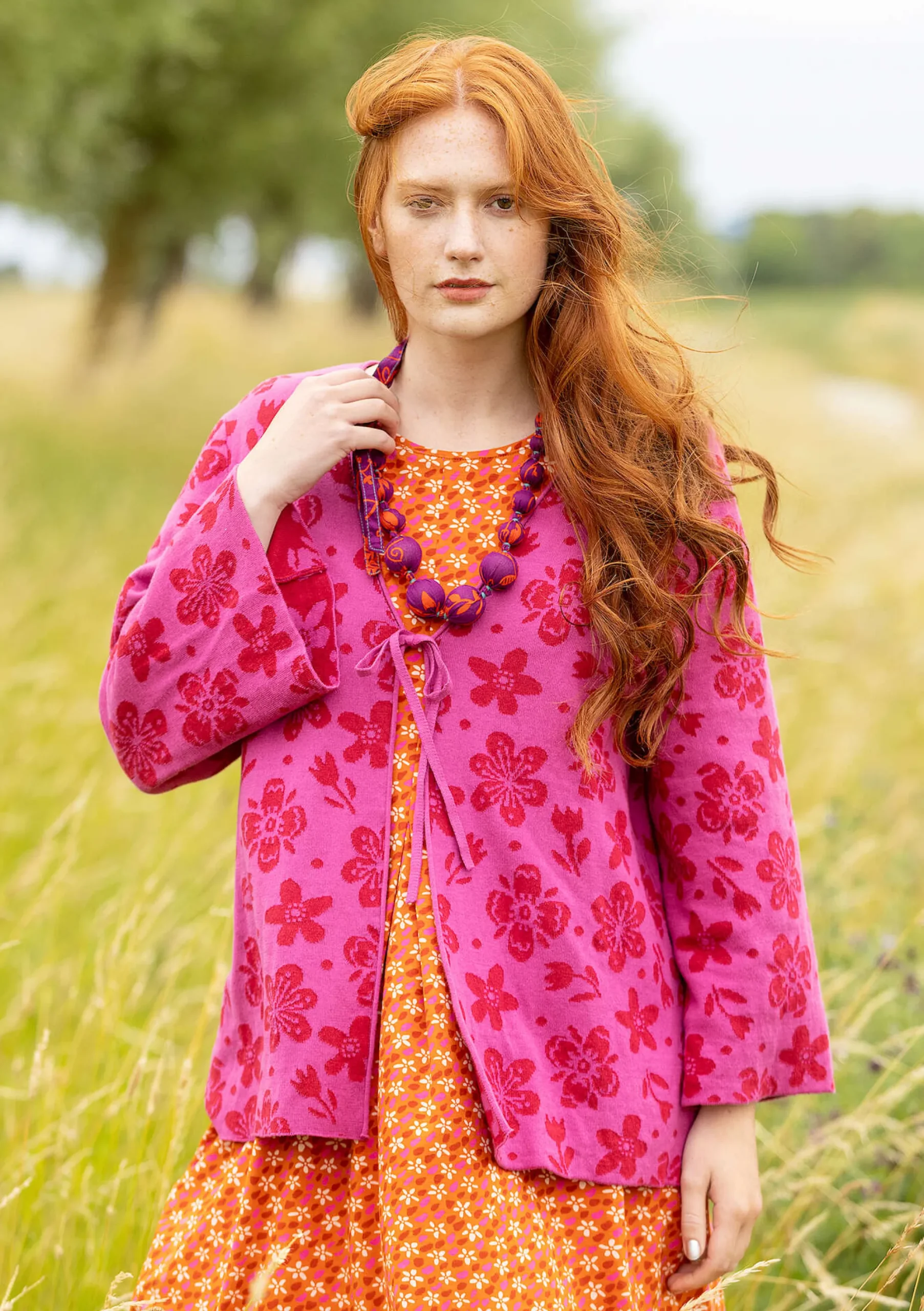 Hot Gudrun Sjödén Strickjacke Flora-Li Aus Bio-/Recycling-Baumwolle orchideenrosa