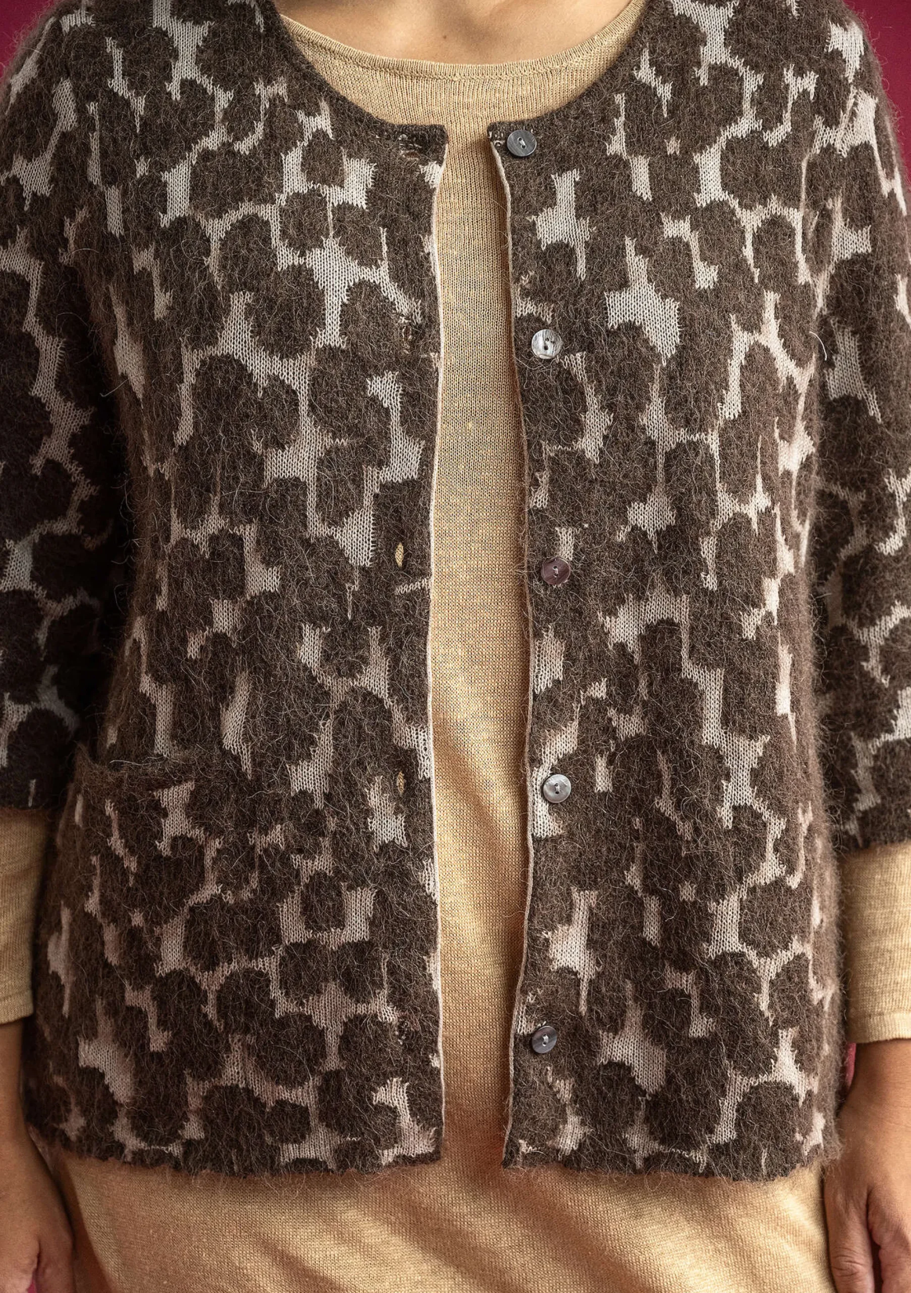 Best Gudrun Sjödén Strickjacke Morr Aus Alpakagemisch Und Recycling-/Bio-Baumwolle dunkelschokolade