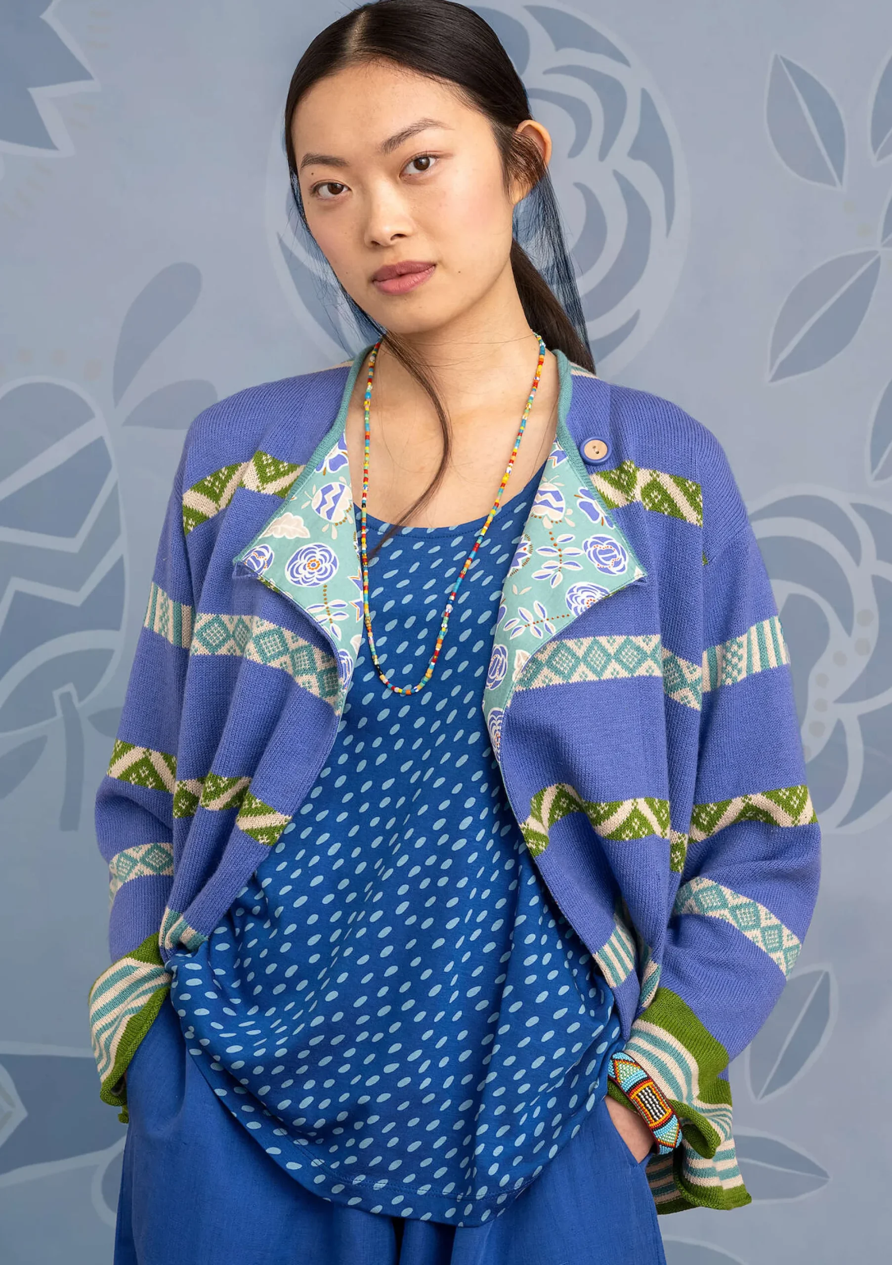 Outlet Gudrun Sjödén Strickjacke Shoko Aus Bio-Baumwolle/Wolle himmelblau