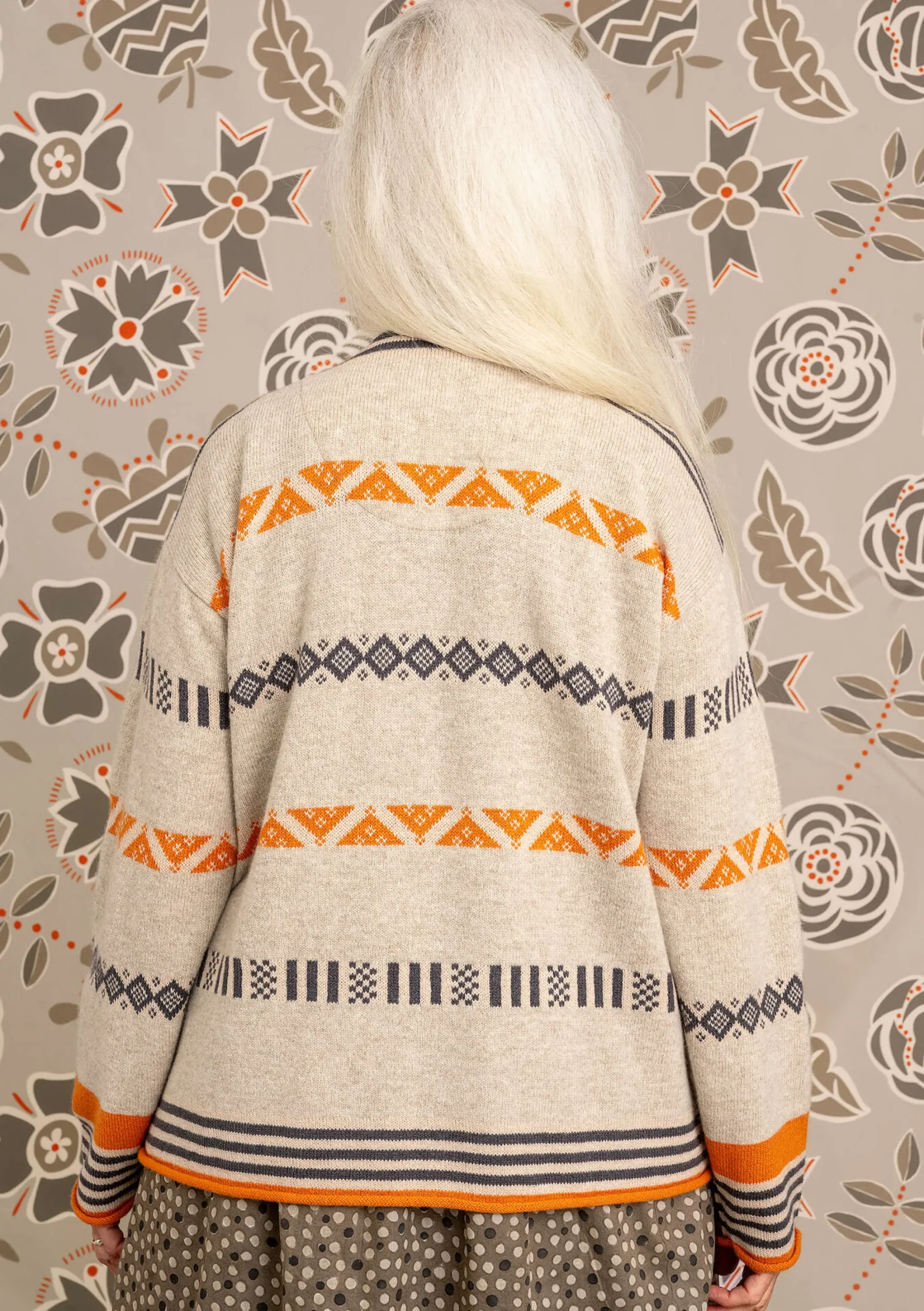 Clearance Gudrun Sjödén Strickjacke Shoko Aus Bio-Baumwolle/Wolle kalkstein