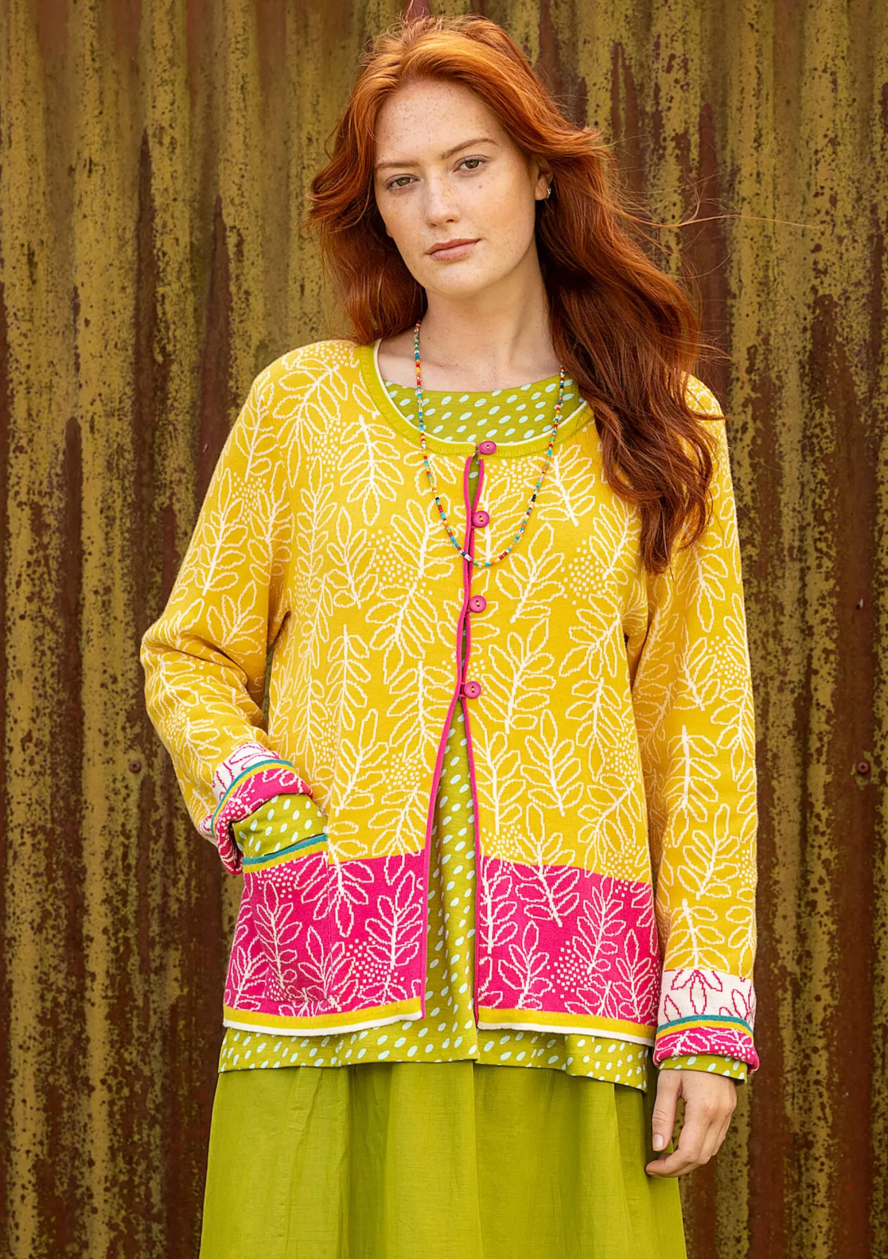 Gudrun Sjödén Strickjacke Ängskär Aus Bio- Und Recycling-Baumwolle ananas