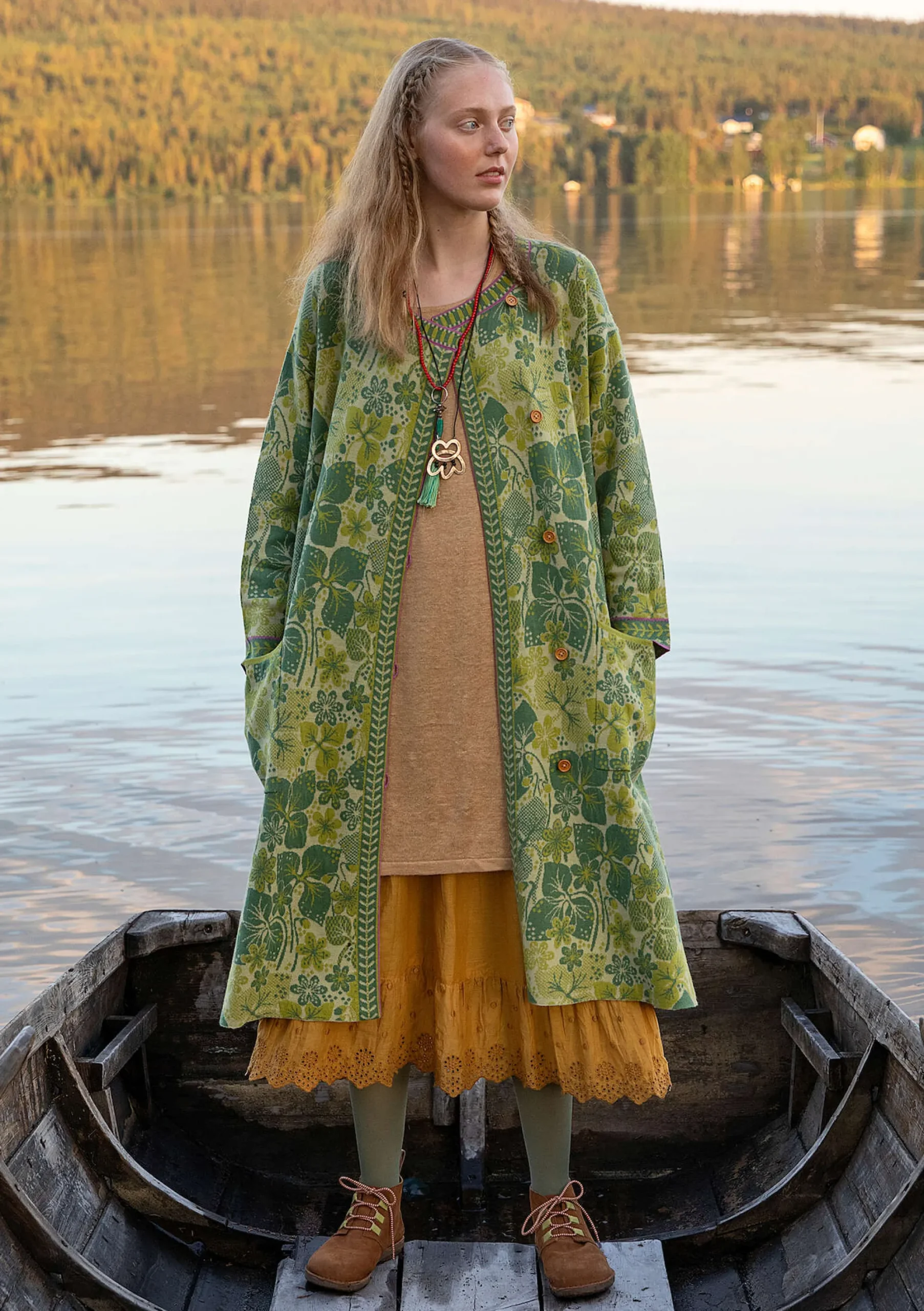 Online Gudrun Sjödén Strickmantel Ottilia Aus Wolle Und Bio-/Recycling-Baumwolle apfelgrün