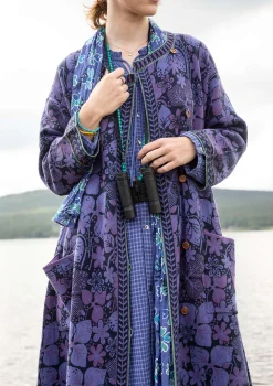 New Gudrun Sjödén Strickmantel Ottilia Aus Wolle Und Bio-/Recycling-Baumwolle tinte