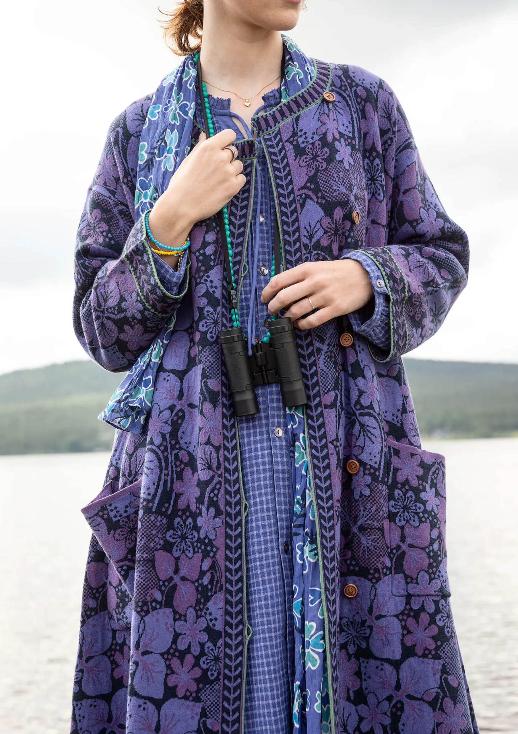 New Gudrun Sjödén Strickmantel Ottilia Aus Wolle Und Bio-/Recycling-Baumwolle tinte