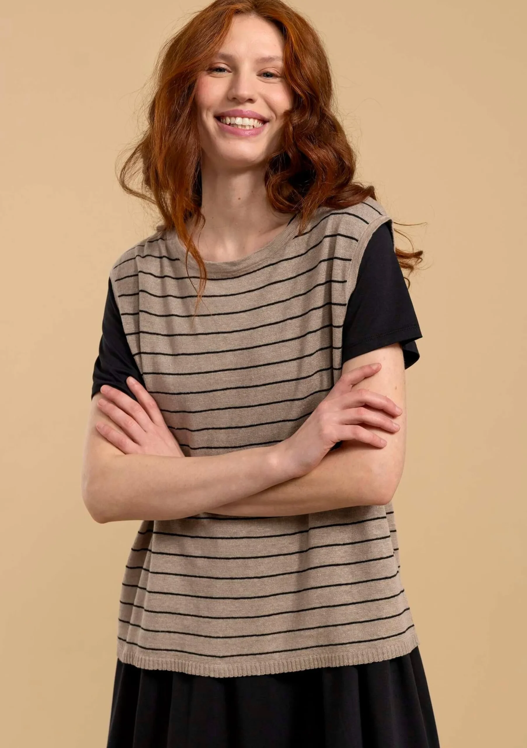 Hot Gudrun Sjödén Stricktop Aus Leinen dunkelnatur