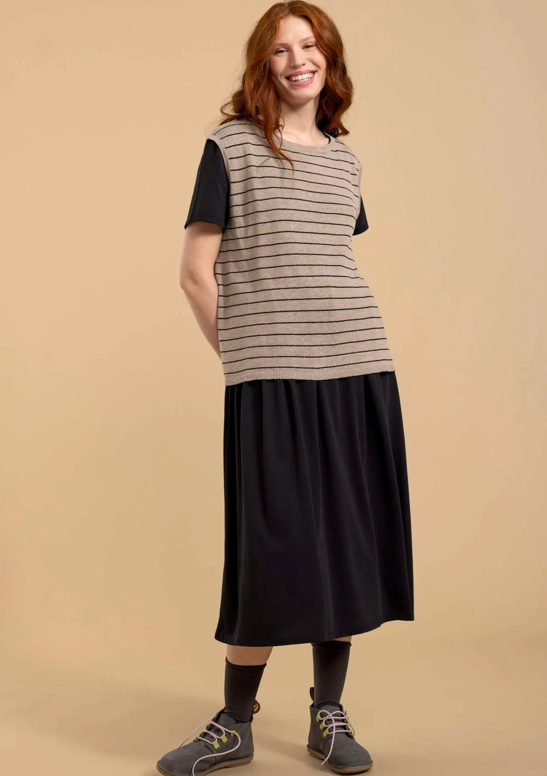 Hot Gudrun Sjödén Stricktop Aus Leinen dunkelnatur