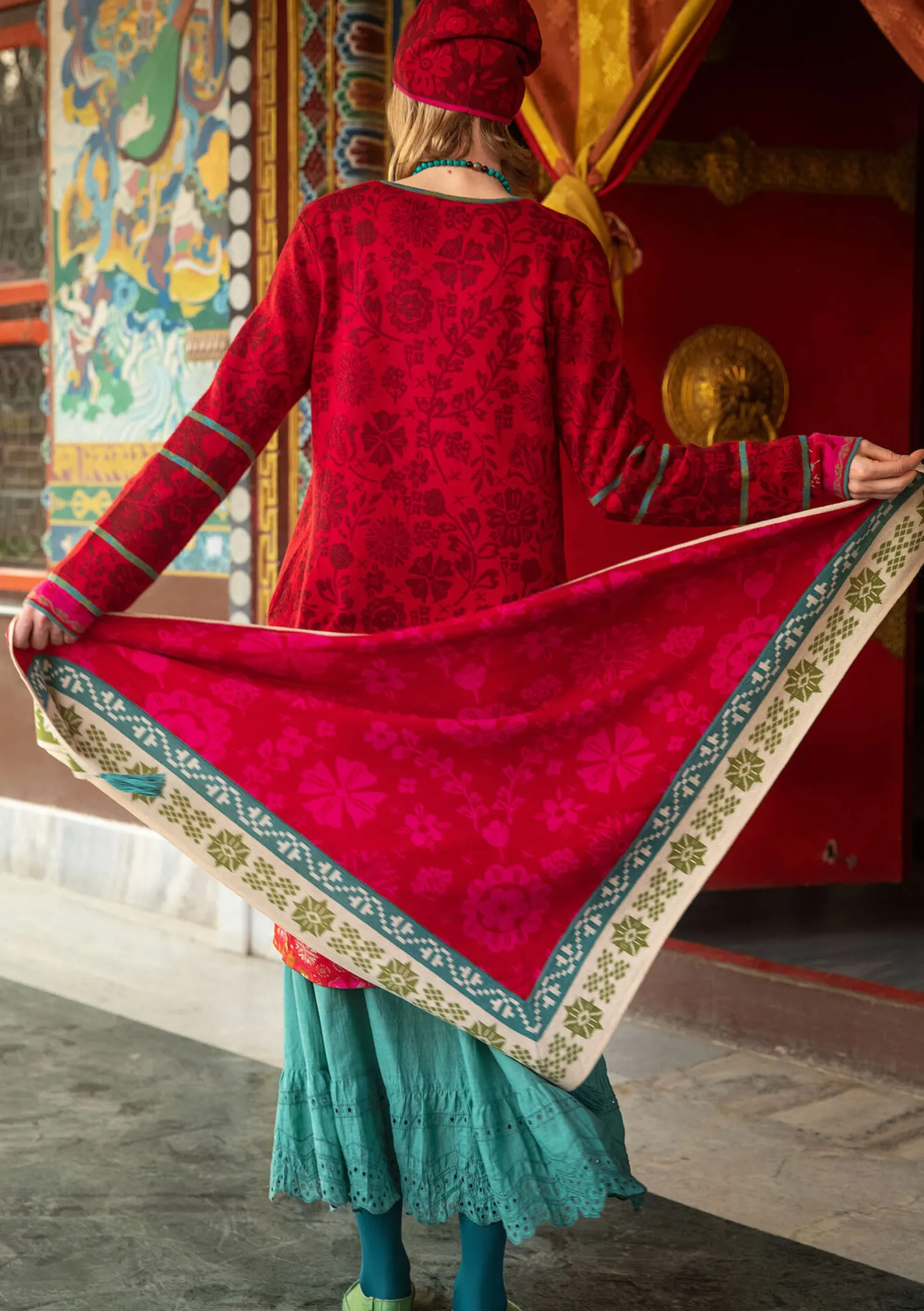 Discount Gudrun Sjödén Stricktuch Folklore Aus Wolle/Lyocell dunkelpfingstrose