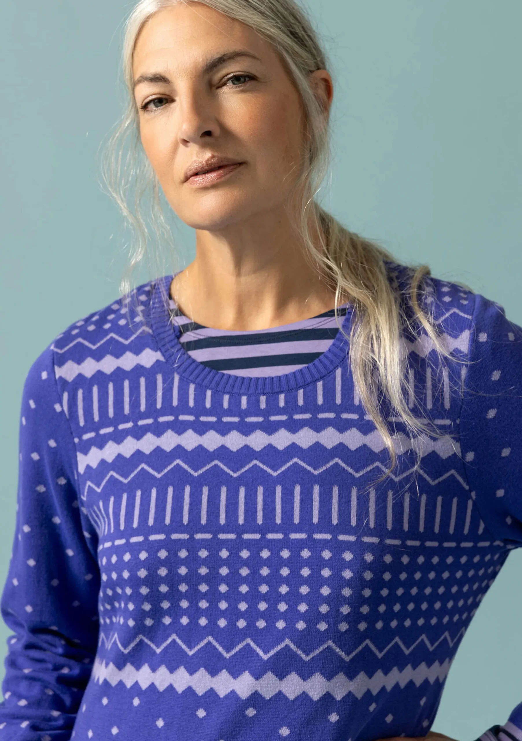 Clearance Gudrun Sjödén Stricktunika Elsie Aus Bio-/Recycling-Baumwolle himmelblau