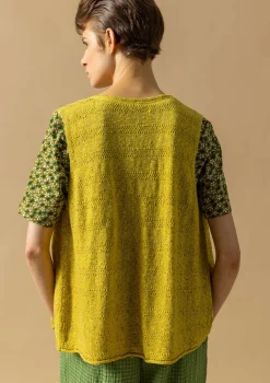 Hot Gudrun Sjödén Strickweste Aus Leinen/Recycling-Baumwolle limettengrün
