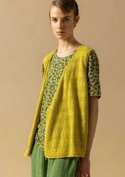 Hot Gudrun Sjödén Strickweste Aus Leinen/Recycling-Baumwolle limettengrün