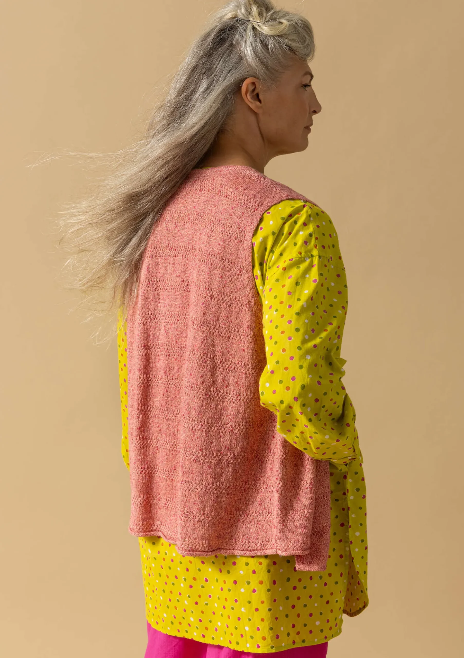 Outlet Gudrun Sjödén Strickweste Aus Leinen/Recycling-Baumwolle opalrosa