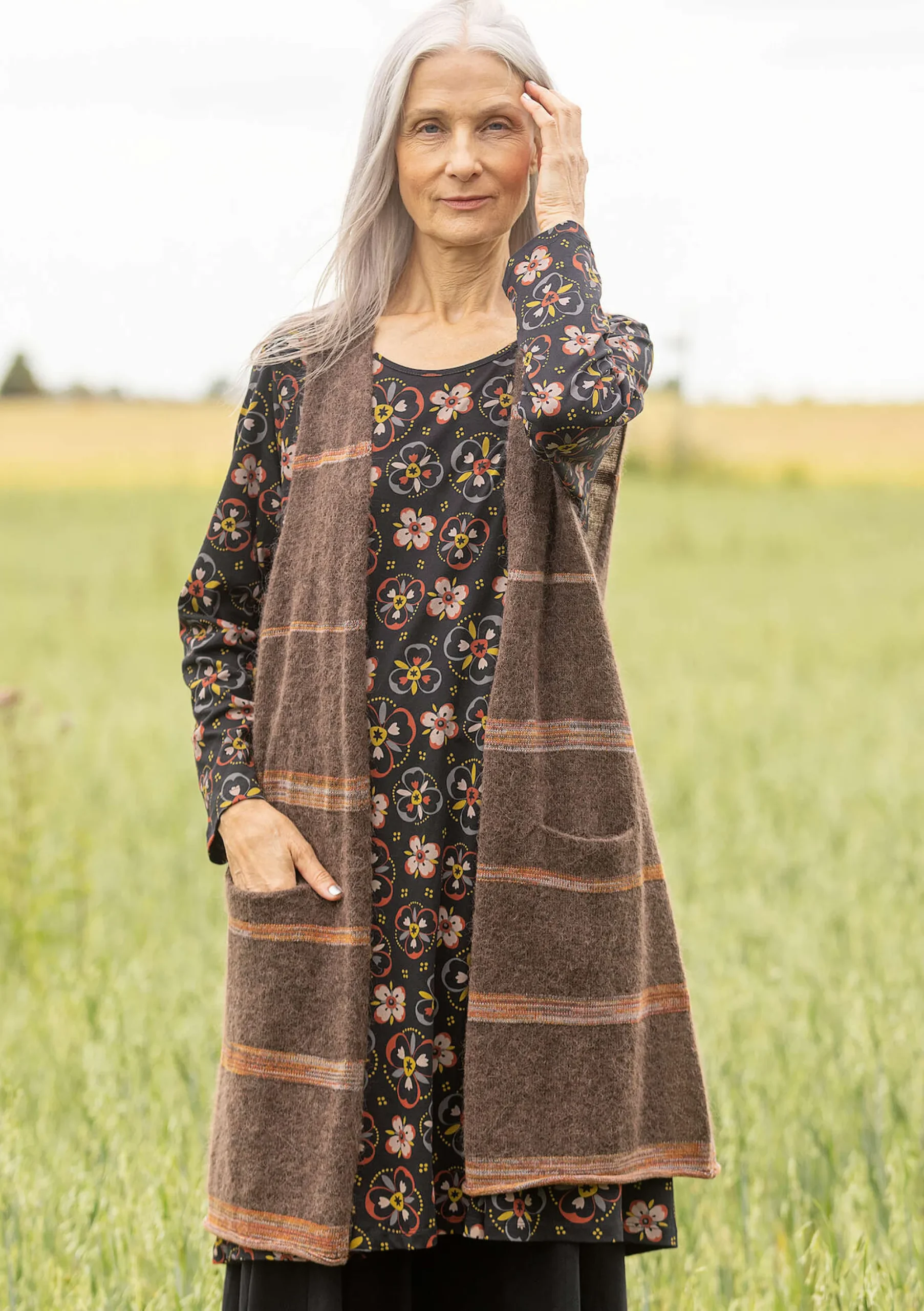 Clearance Gudrun Sjödén Strickweste Sandy Aus Alpakagemisch Und Bio-/Recycling-Baumwolle dunkelschokolade