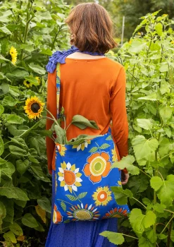 Sale Gudrun Sjödén Tasche Sunflower Aus Öko-Baumwolle/Leinen kornblumenblau