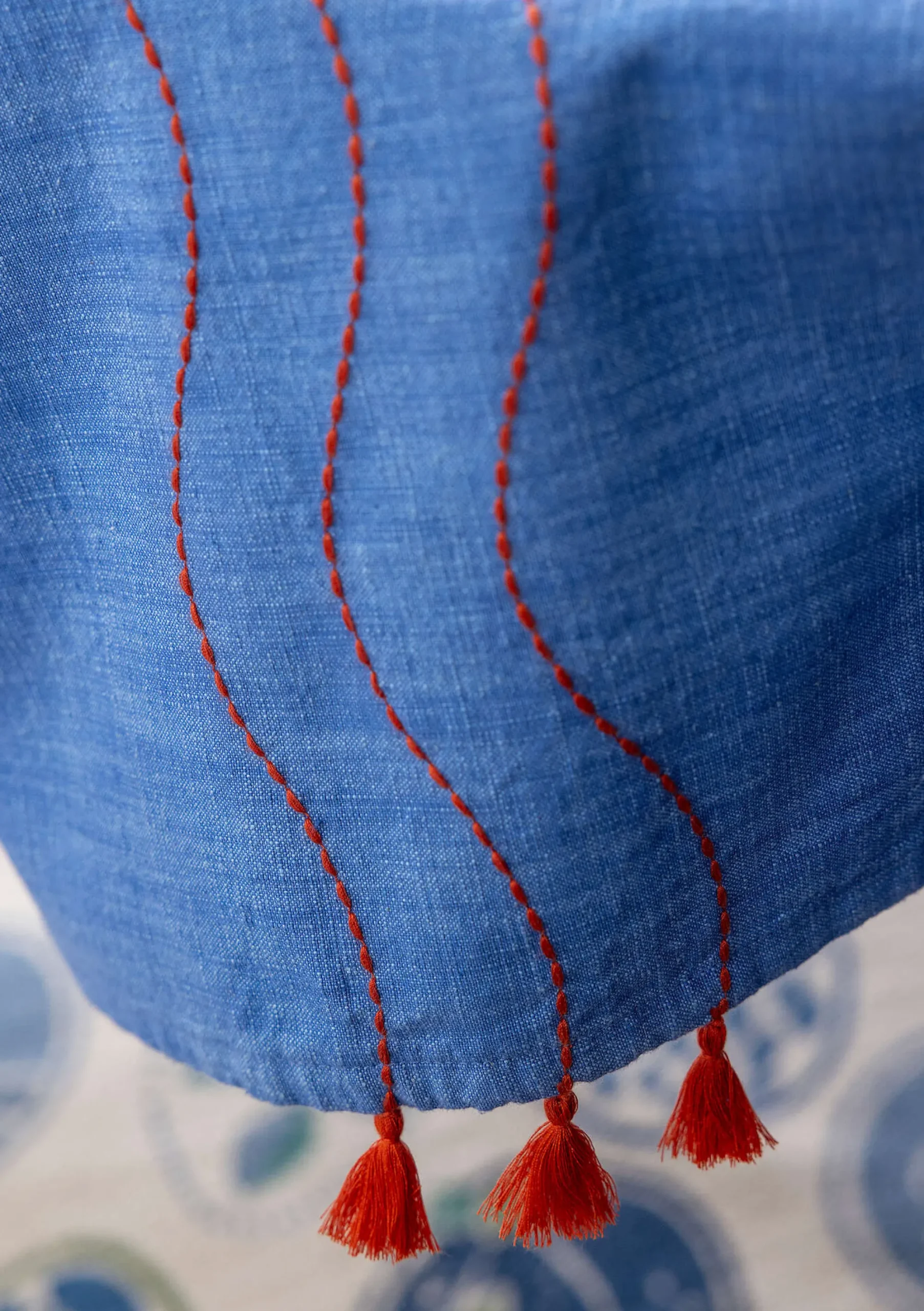 Outlet Gudrun Sjödén Tischdecke Stitches Aus Bio-Baumwolle leinenblau