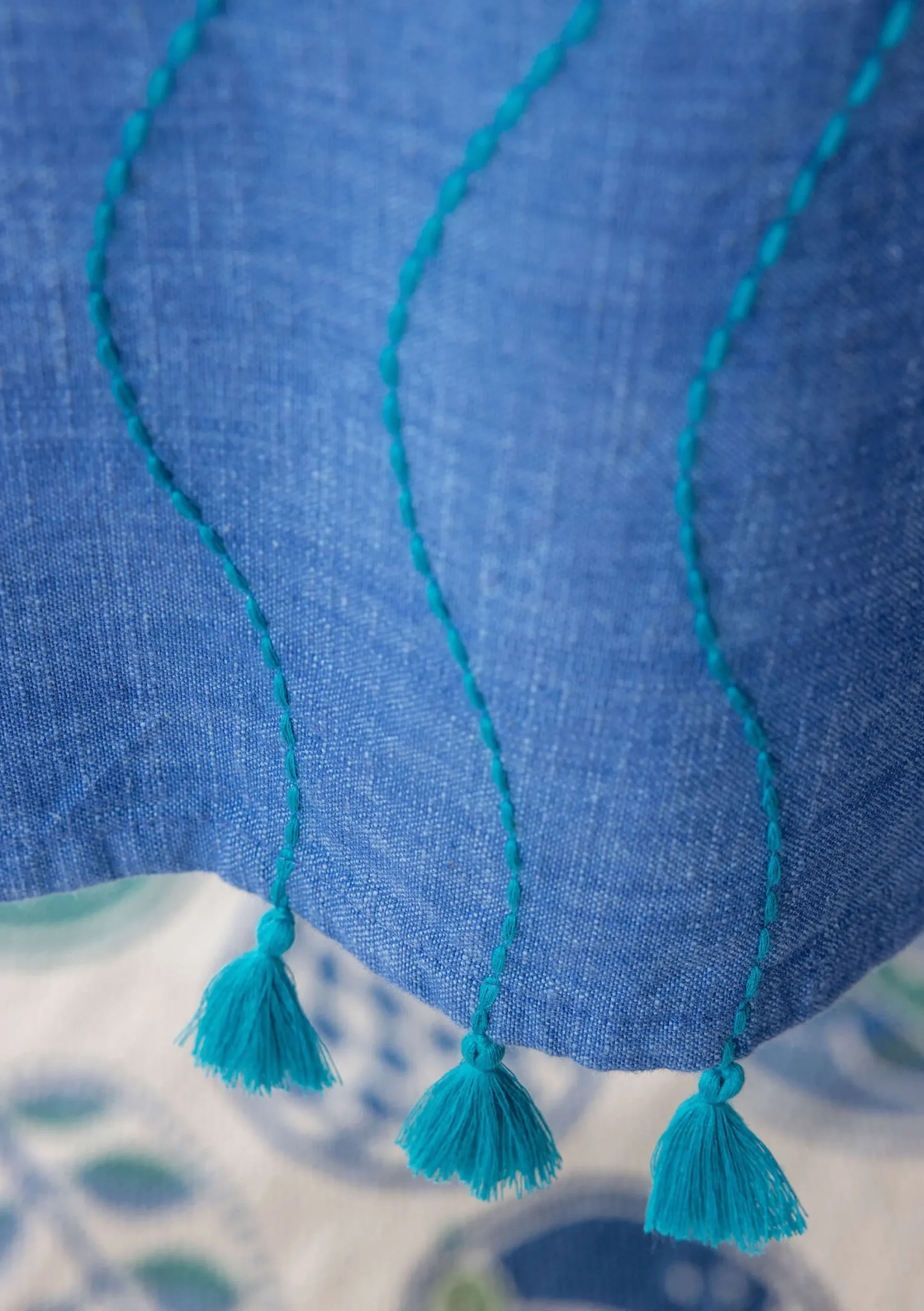 Outlet Gudrun Sjödén Tischdecke Stitches Aus Bio-Baumwolle leinenblau