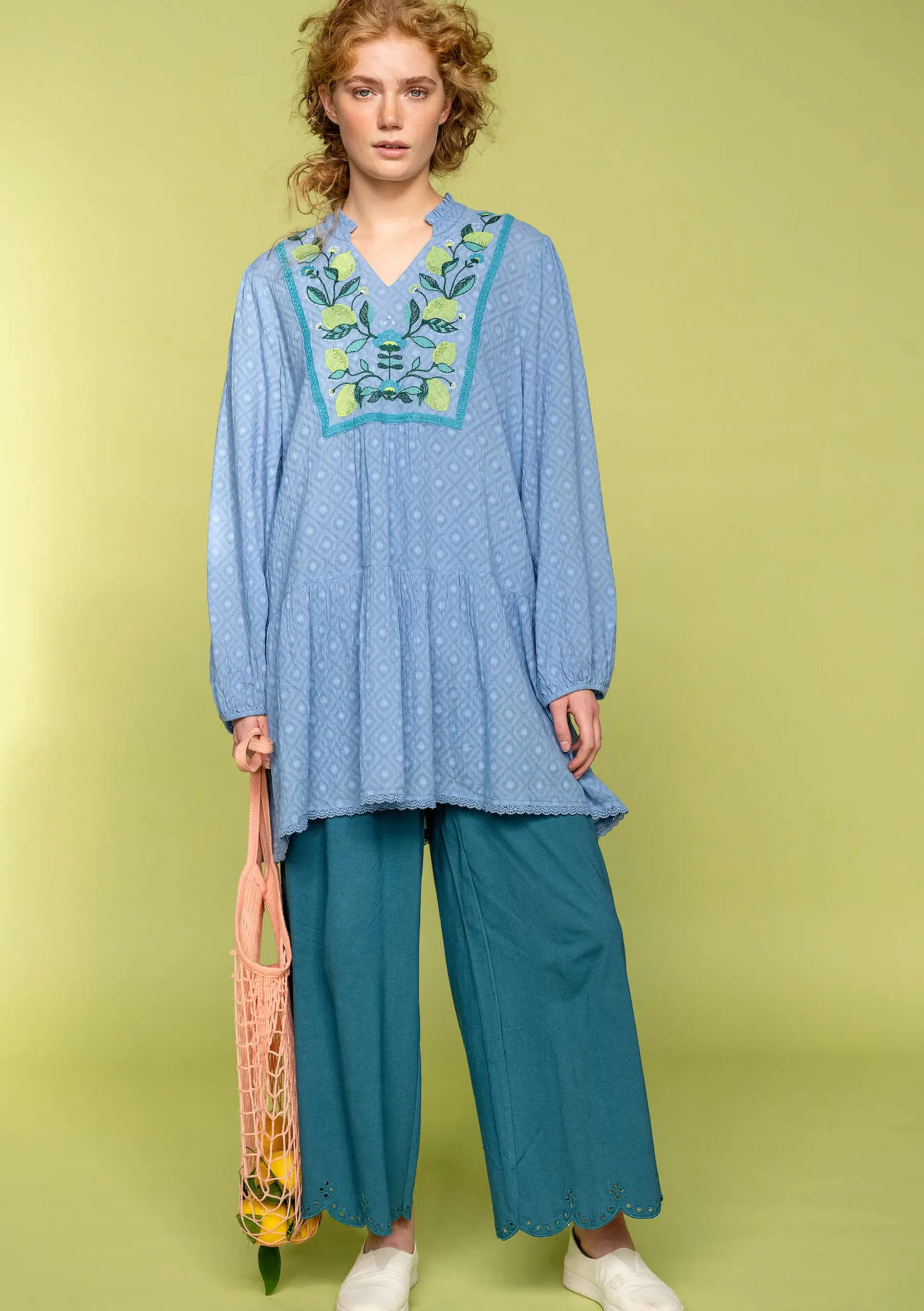 Hot Gudrun Sjödén Tunika Hilda Aus Bio-Baumwollgewebe mildes blau