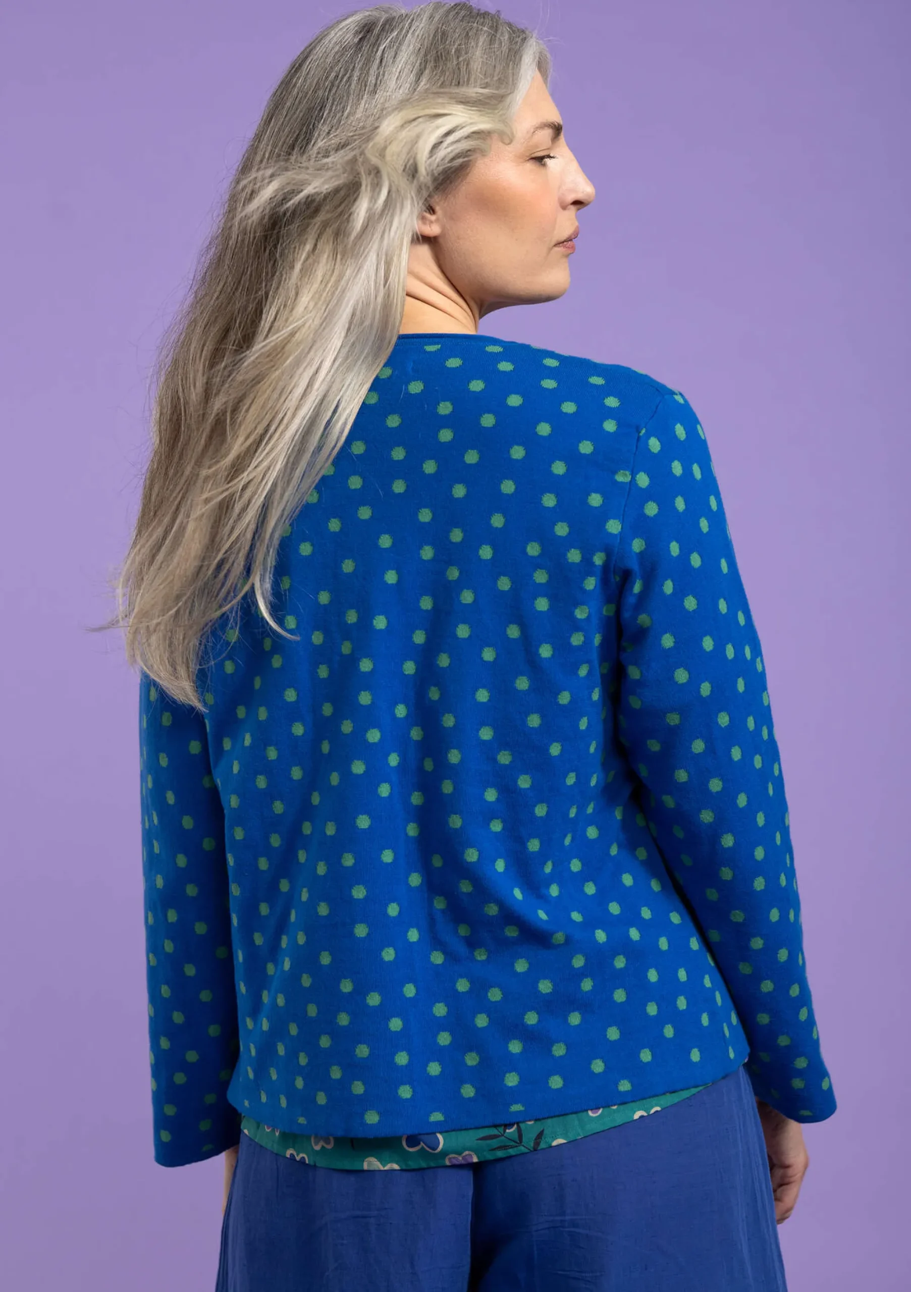 Hot Gudrun Sjödén Tupfenstrickjacke Aus Bio-Baumwolle saphirblau