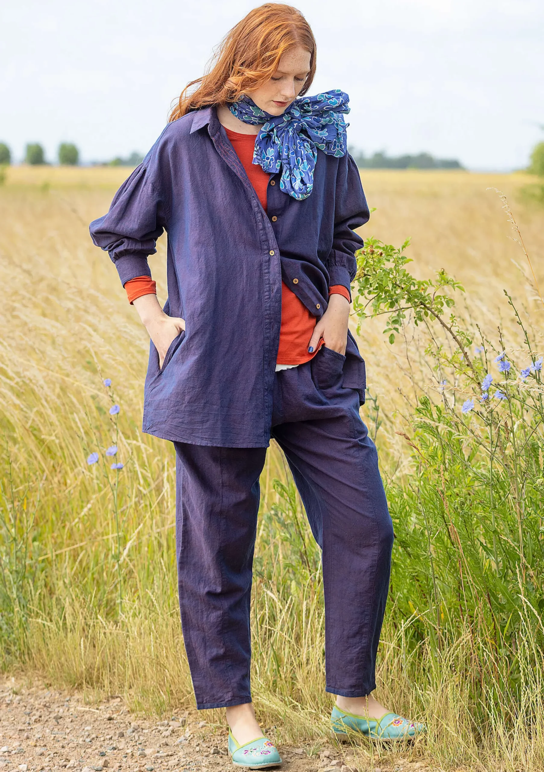 Gudrun Sjödén Webhose Dunes Aus Bio-Baumwolle/Leinen brombeere