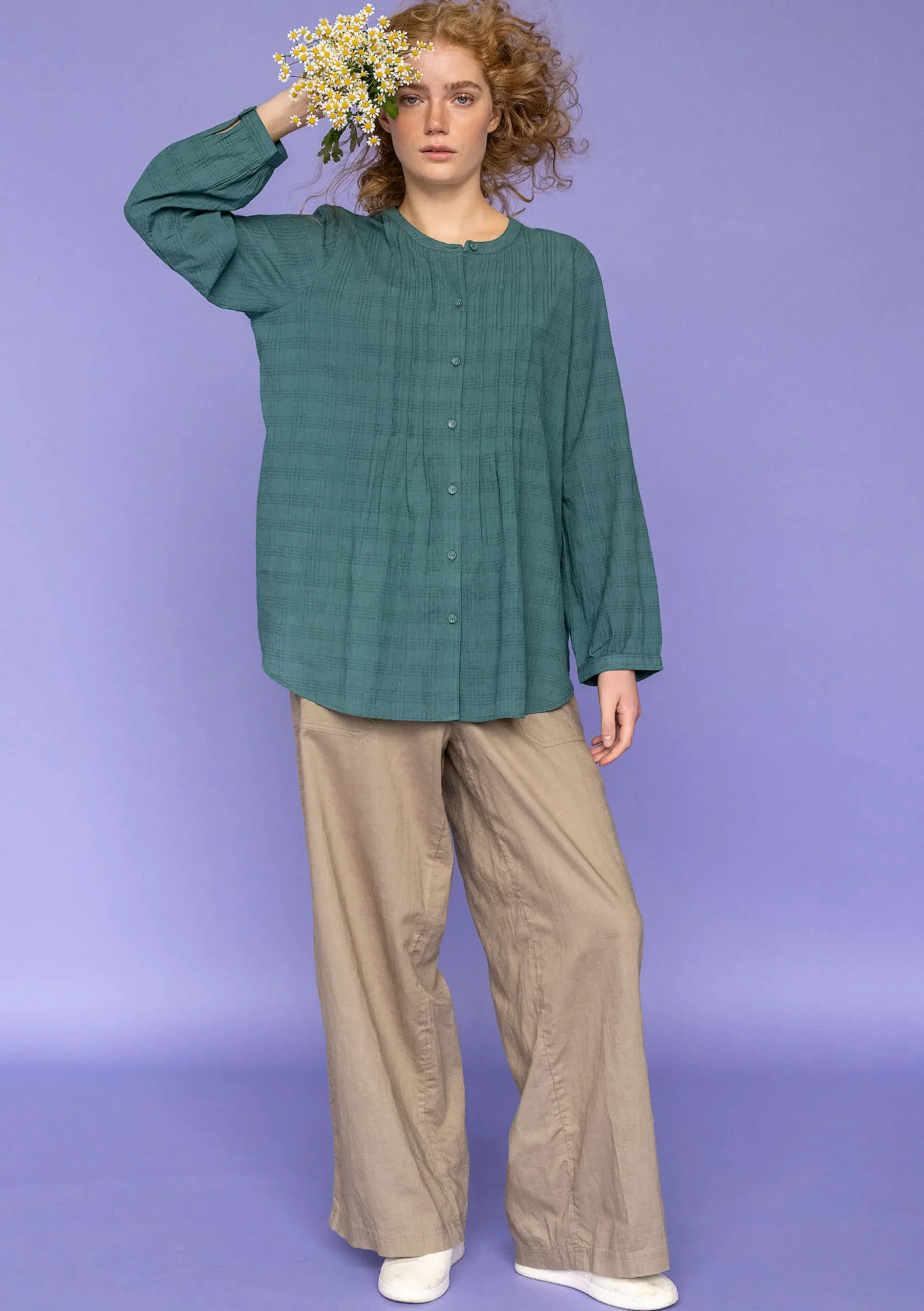 Outlet Gudrun Sjödén Webhose Garden Aus Bio-Baumwolle/Leinen taupe