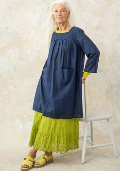 Clearance Gudrun Sjödén Webkleid Aus Bio-Baumwolle dunkelindigo