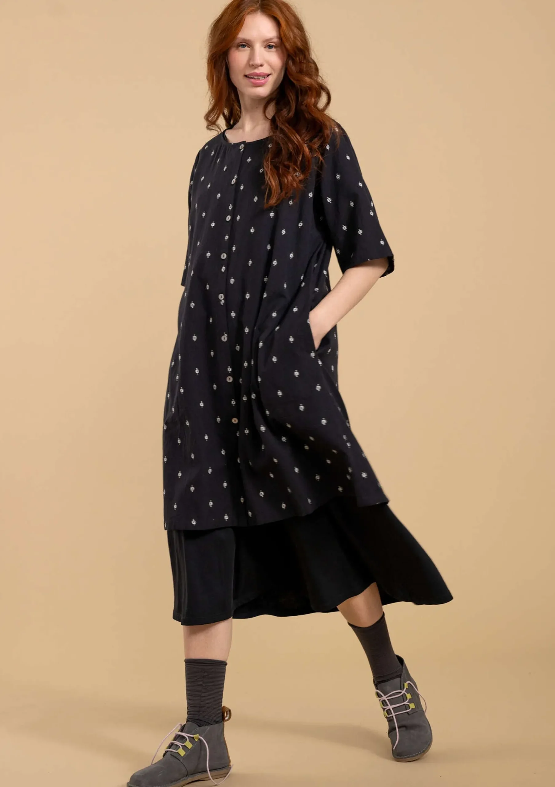 Clearance Gudrun Sjödén Webkleid Aus Bio-Baumwolle schwarz
