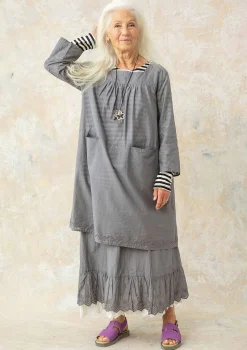 Outlet Gudrun Sjödén Webkleid Aus Bio-Baumwolle grafit