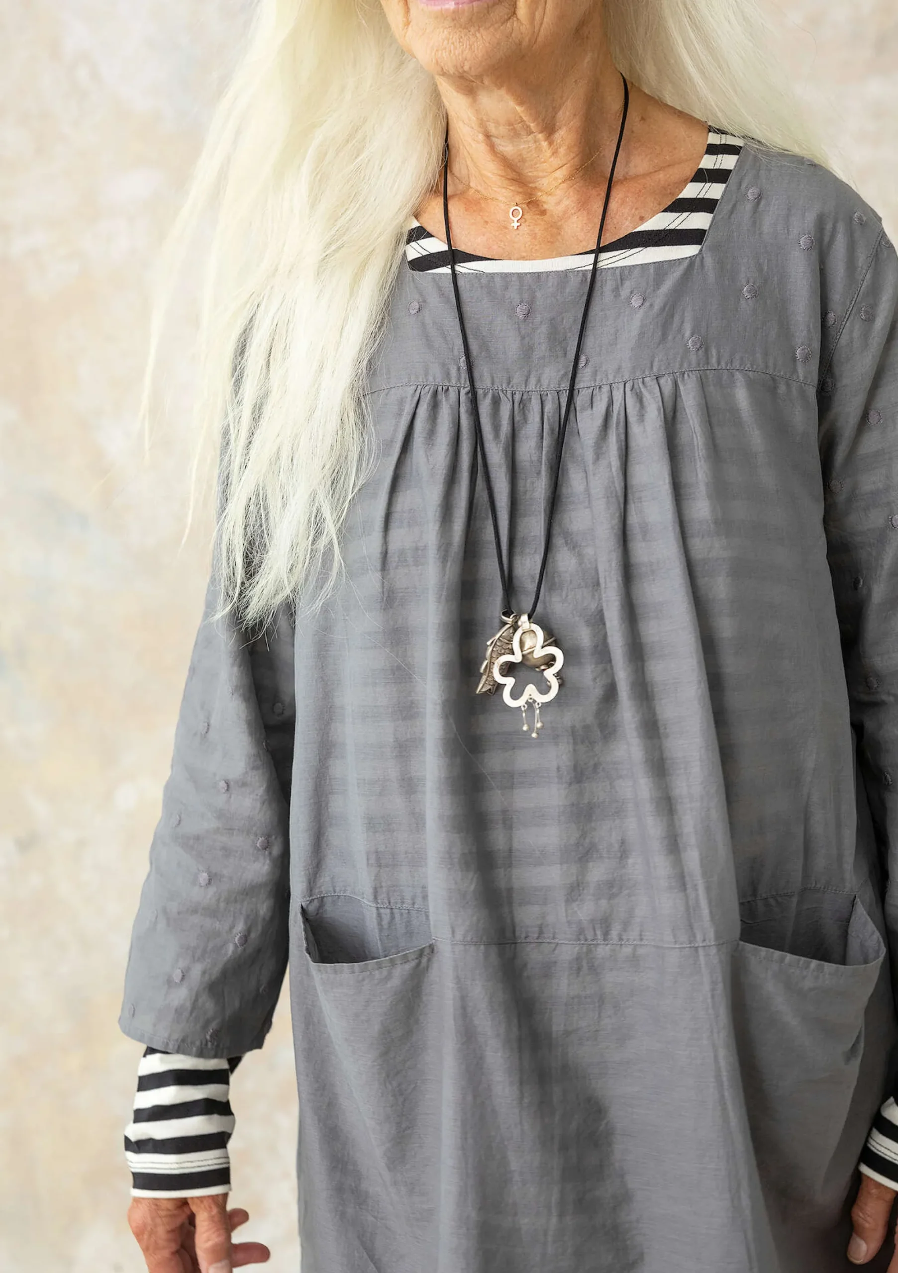 Outlet Gudrun Sjödén Webkleid Aus Bio-Baumwolle grafit