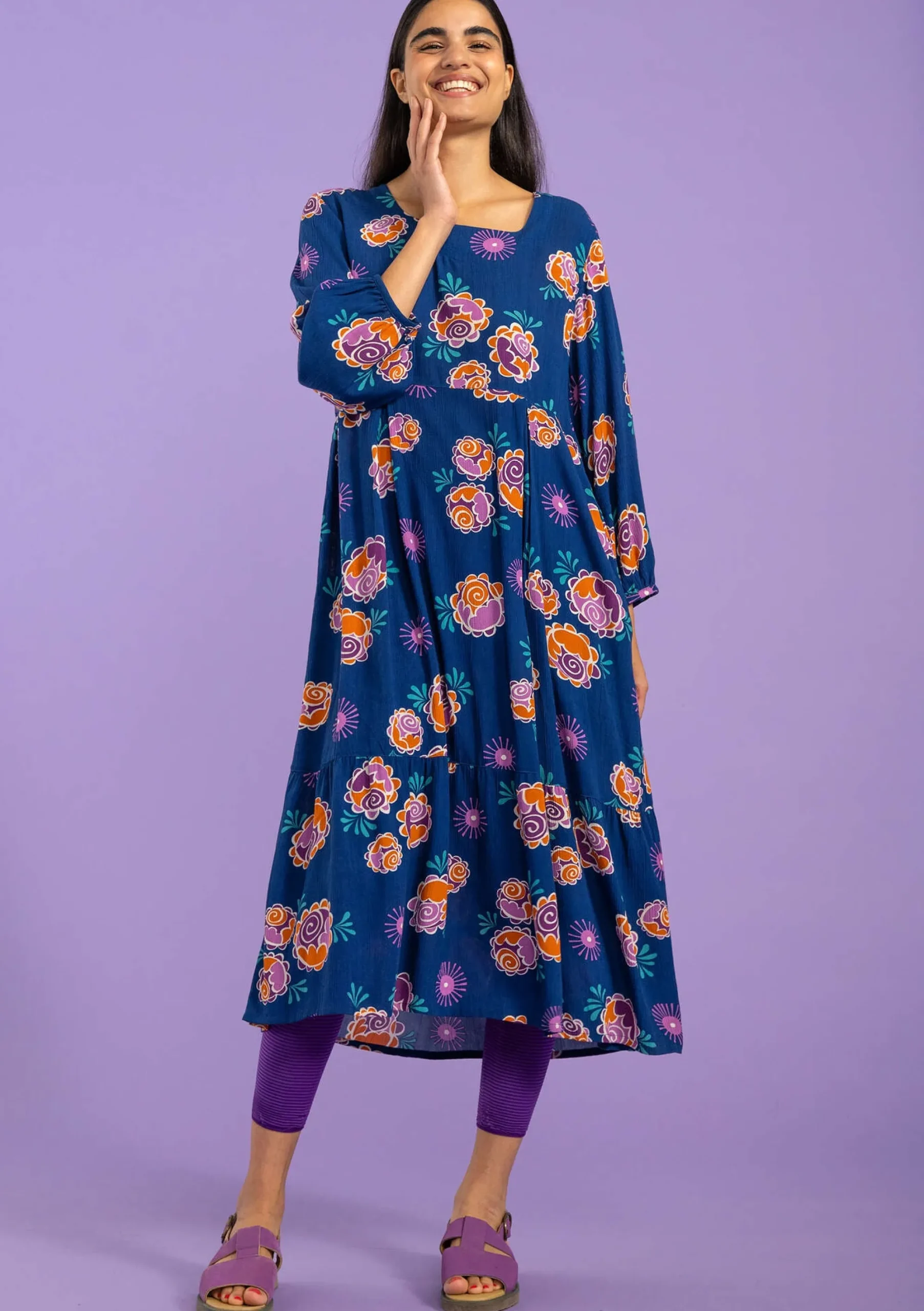 Clearance Gudrun Sjödén Webkleid Aus Viskose indigoblau
