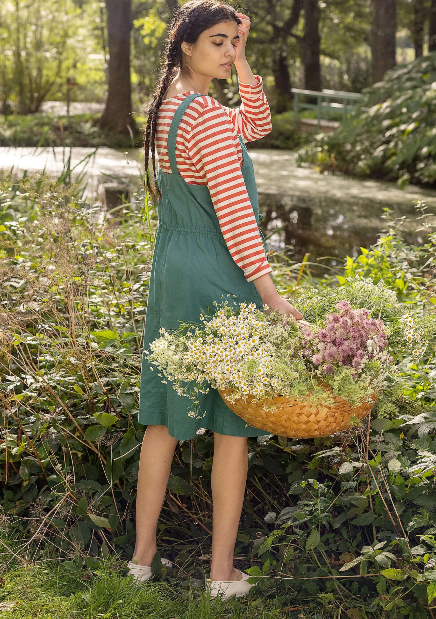 Sale Gudrun Sjödén Webkleid Garden Aus Bio-Baumwolle/Leinen wermutkraut