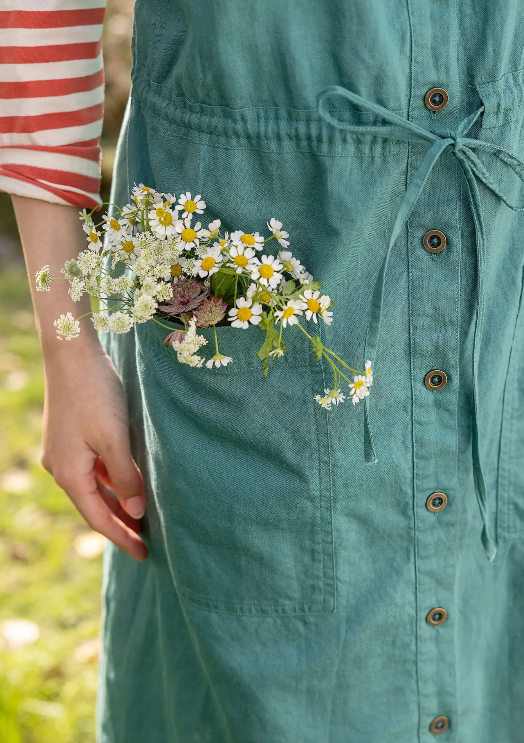 Sale Gudrun Sjödén Webkleid Garden Aus Bio-Baumwolle/Leinen wermutkraut