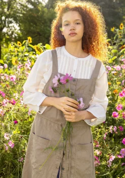 New Gudrun Sjödén Webkleid Garden Aus Bio-Baumwolle/Leinen taupe
