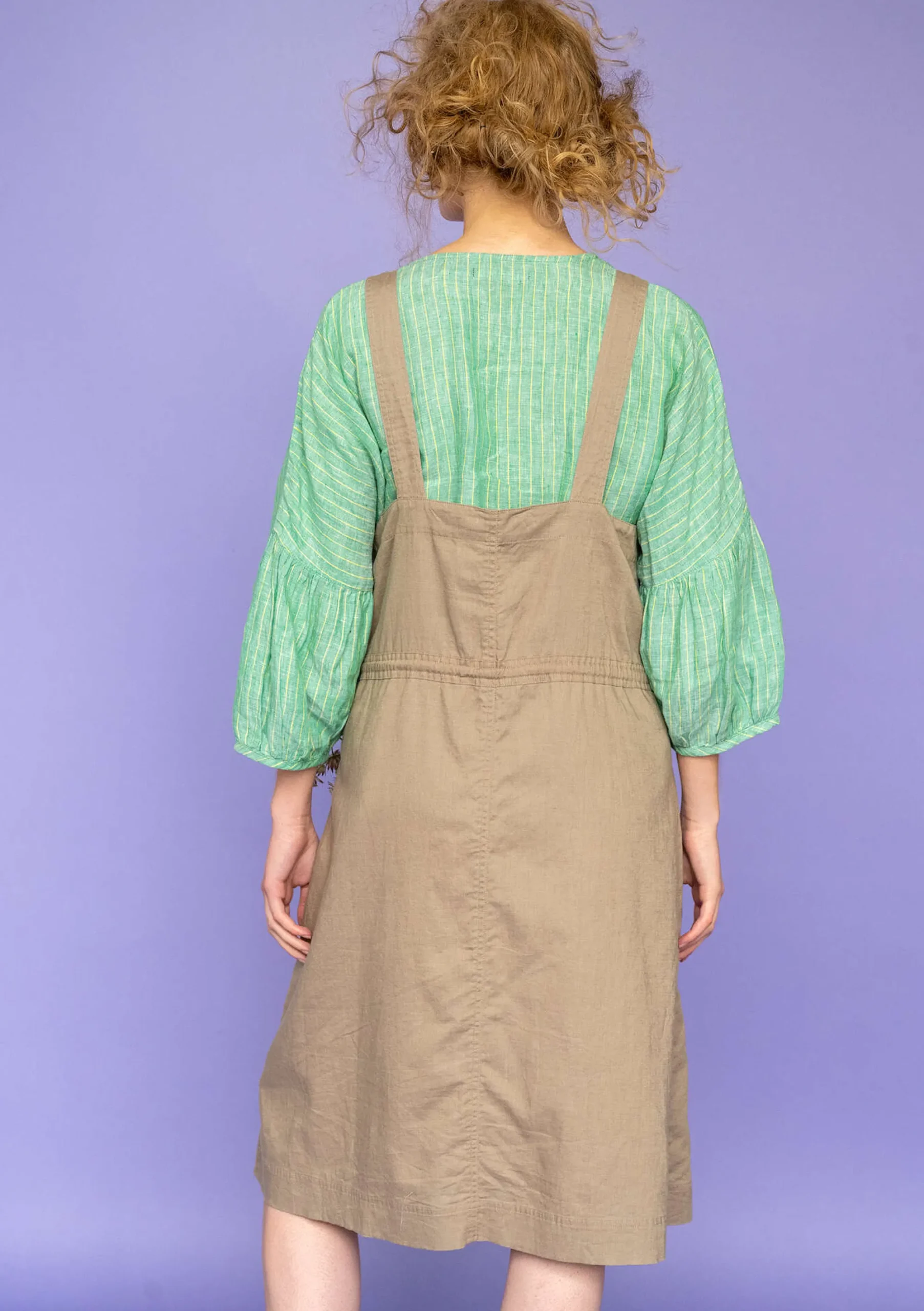 New Gudrun Sjödén Webkleid Garden Aus Bio-Baumwolle/Leinen taupe