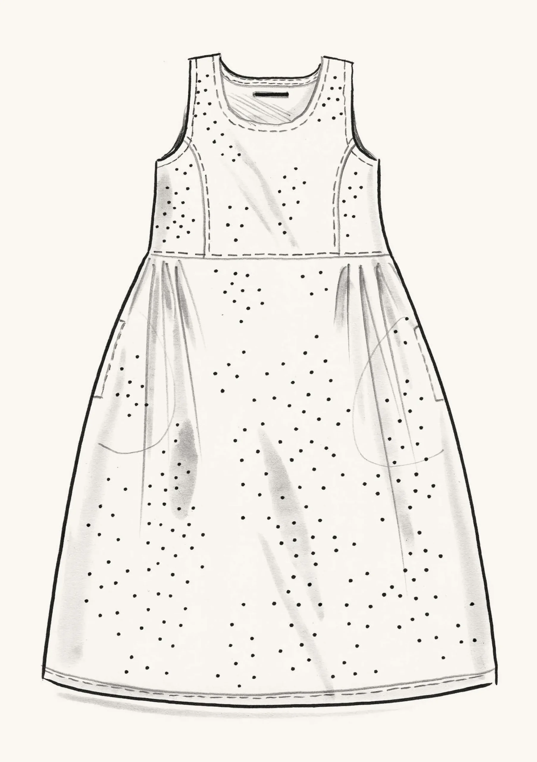 Online Gudrun Sjödén Webkleid Shimla Aus Bio-Baumwolle/Leinen Mandelmilch-gemustert